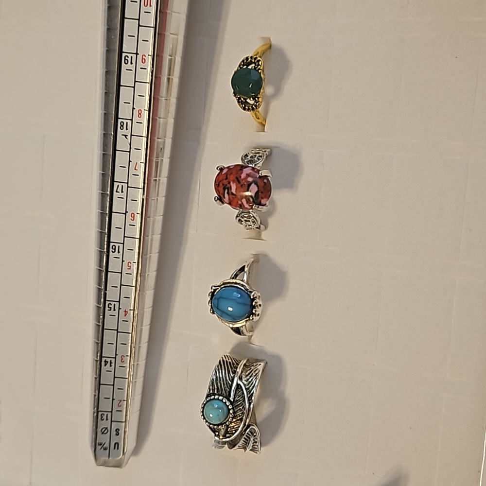 Ring Size 6 $45 each. 4 Diffrent Gemstone Geometric Alloy Metal Ring Choose One. - Picture 17 of 17